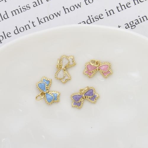 Enamel Brass Pendants, Bowknot, plated, DIY 