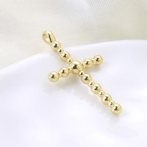 Colgantes de Cruces de latón, metal, chapado, Bricolaje, dorado, 35.3x22x3.9mm, Vendido por UD