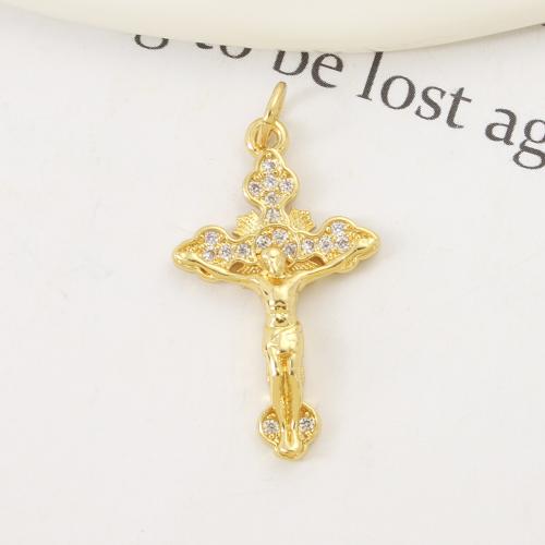 Cubique Pendentif en laiton zircon pavent, croix, Placage, DIY & pavé de micro zircon, Or Vendu par PC