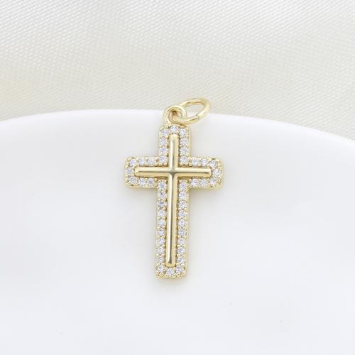 Cubique Pendentif en laiton zircon pavent, croix, Placage, DIY & pavé de micro zircon, Or Vendu par PC