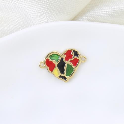 Enamel Brass Pendants, Heart, plated, DIY 