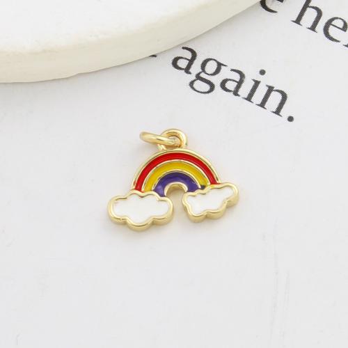 Enamel Brass Pendants, Rainbow, plated, DIY 