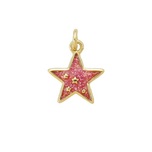 Enamel Brass Pendants, Star, plated, DIY 