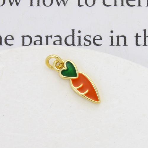 Enamel Brass Pendants, Carrot, plated, DIY 