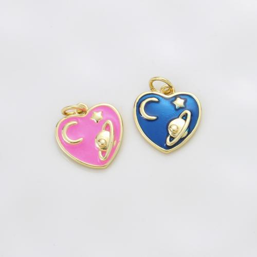 Enamel Brass Pendants, Heart, plated, DIY 
