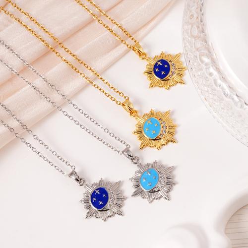 キュービックジルコンマイクロパヴェブラスネックレス, 銅, とともに 304ステンレス鋼チェーン, メッキ, マイクロパヴェジルコニア & 女性用 & エナメル, 無色, 売り手 パソコン