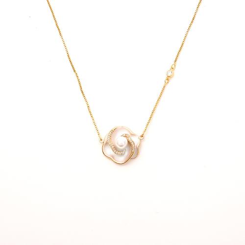 Harz Messing Halskette, mit Kunststoff Perlen, goldfarben plattiert, für Frau & Emaille & mit Strass, verkauft von PC