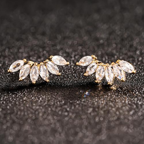 Boucles d'oreilles en laiton zircon cubique pavent, avec zircon cubique, Placage, bijoux de mode & pour femme, Vendu par paire