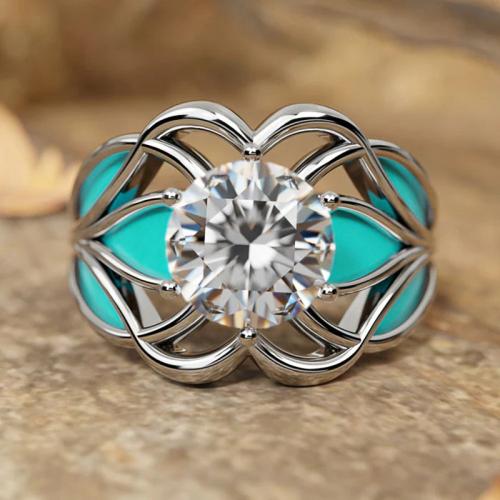 Цирконий Micro Pave Латунь палец кольцо, Другое покрытие, разный размер для выбора & инкрустированное микро кубического циркония & Женский & эмаль & отверстие, продается PC