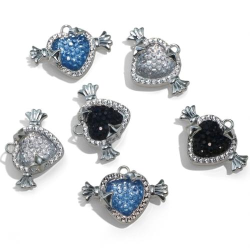 Zink Legierung Strass Anhänger, Zinklegierung, Herz, plattiert, DIY & mit Strass, keine, verkauft von PC