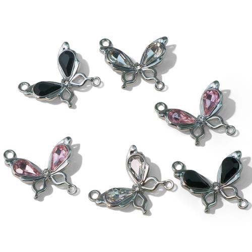Rheinkiesel Zinklegierung Verbinder, Schmetterling, plattiert, DIY & mit Strass, keine, verkauft von PC[