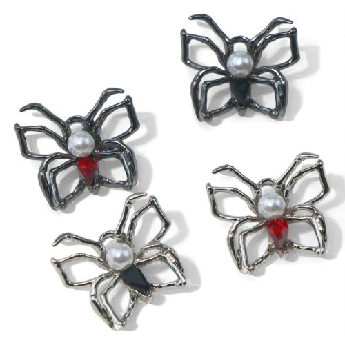 Plastic Zinc Alloy Pendants, with Plastic Pearl, Butterfly, plated, DIY & with rhinestone 