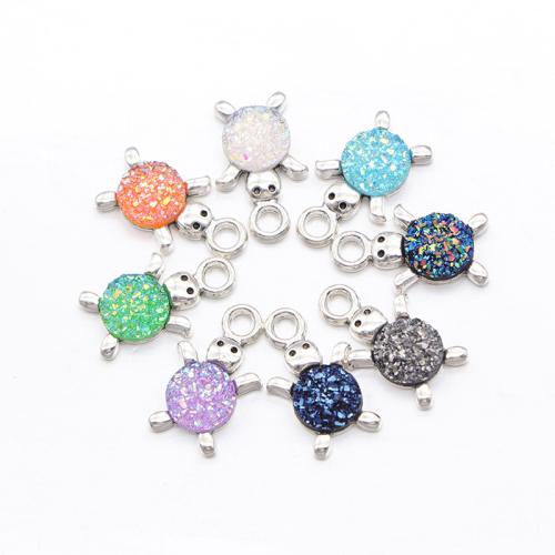 Смола ювелирные изделия Кулон, цинковый сплав, с канифоль, Черепаха, плакирован серебром, DIY, Много цветов для выбора, 100ПК/сумка, продается сумка