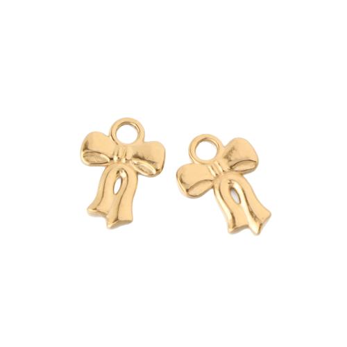 Stainless Steel Pendants, 304 Stainless Steel, Bowknot, gold color plated, DIY, golden 