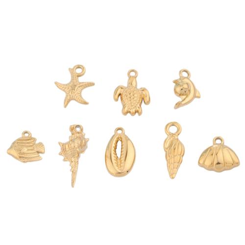 Pendentifs d'animaux en acier inoxydable , Acier inoxydable 304, Placage de couleur d'or, DIY, doré, Vendu par PC