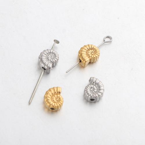 Stainless Steel Beads, 304 Stainless Steel, Conch, plated, DIY 