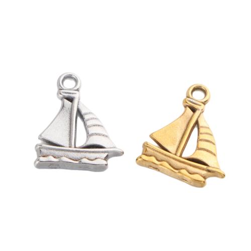 Stainless Steel Pendants, 304 Stainless Steel, Sail Boat, plated, DIY 