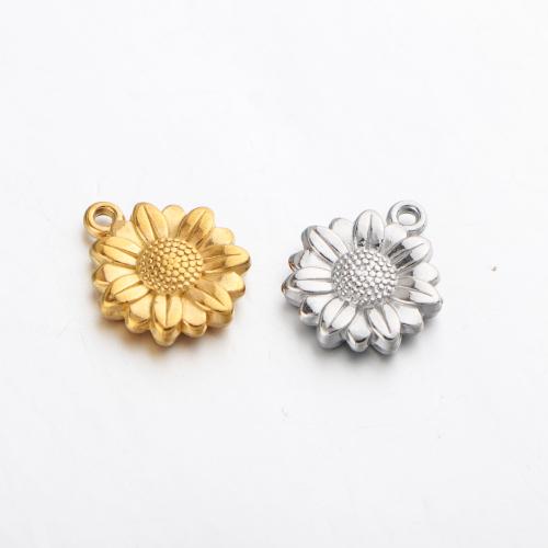 Stainless Steel Flower Pendant, 304 Stainless Steel, Sunflower, plated, DIY 