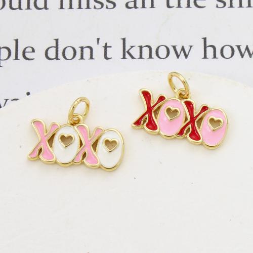 Enamel Brass Pendants, Alphabet Letter, plated, DIY 