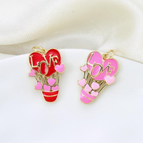 Enamel Brass Pendants, Hot Balloon, plated, DIY 