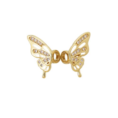 Cubique Pendentif en laiton zircon pavent, papillon, Placage, DIY & pavé de micro zircon, doré Vendu par PC