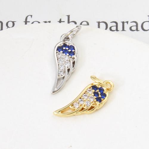Cubique Pendentif en laiton zircon pavent, forme d'aile, Placage, DIY & pavé de micro zircon, plus de couleurs à choisir Vendu par PC