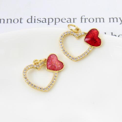 Cubique Pendentif en laiton zircon pavent, coeur, Placage, DIY & pavé de micro zircon & émail, plus de couleurs à choisir Vendu par PC