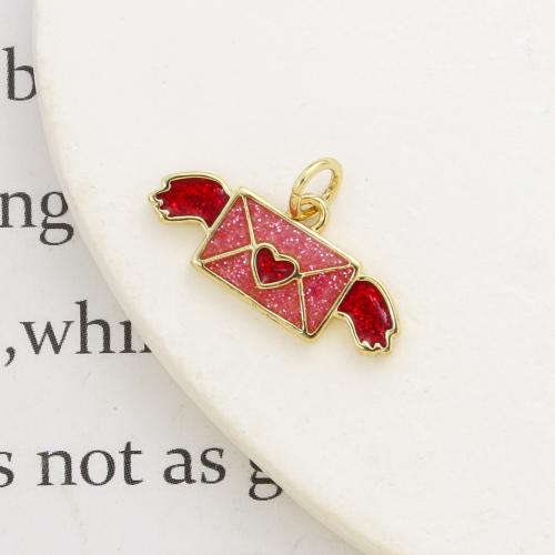 Enamel Brass Pendants, Envelope, plated, DIY 