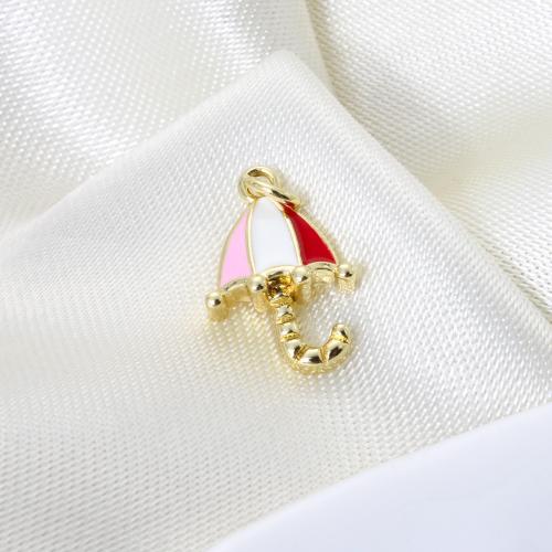 Enamel Brass Pendants, Umbrella, plated, DIY 