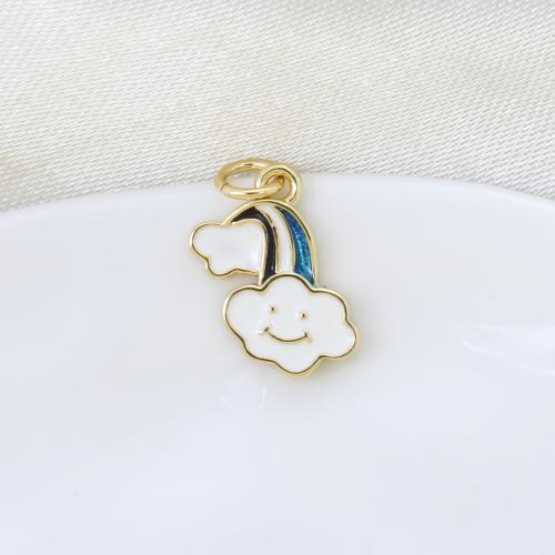 Enamel Brass Pendants, Cloud, plated, DIY 