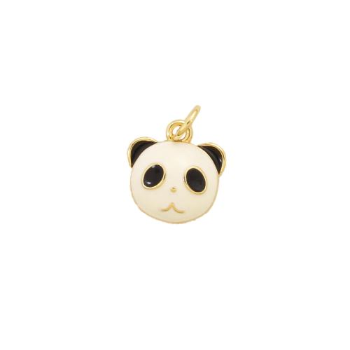 Enamel Brass Pendants, Panda, plated, DIY 