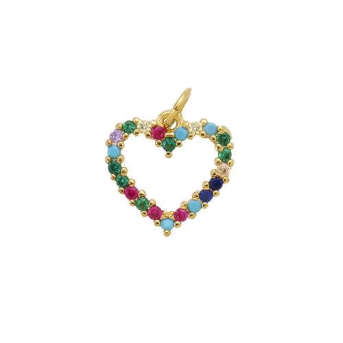 Cubique Pendentif en laiton zircon pavent, coeur, Placage, DIY & pavé de micro zircon, plus de couleurs à choisir Vendu par PC