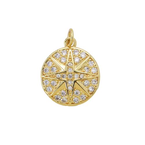 Cubique Pendentif en laiton zircon pavent, Rond, Placage, DIY & pavé de micro zircon, plus de couleurs à choisir Vendu par PC