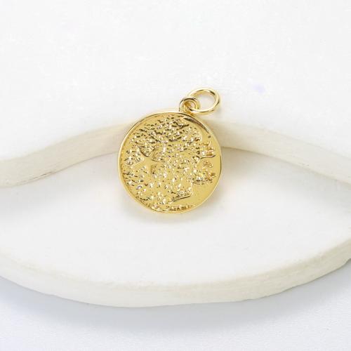 Bijoux pendentifs en laiton, Rond, Placage, DIY, doré Vendu par PC