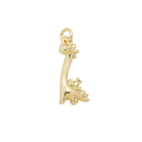 Cubic Zirconia Micro Pave Brass Pendant, Giraffe, plated, DIY & micro pave cubic zirconia, golden 