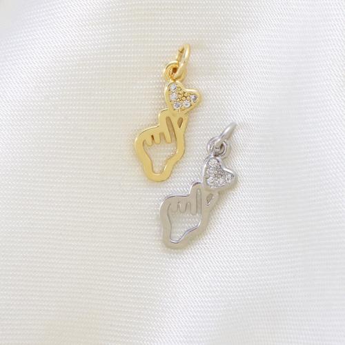 Cubic Zirconia Micro Pave Brass Pendant, plated, DIY & micro pave cubic zirconia 