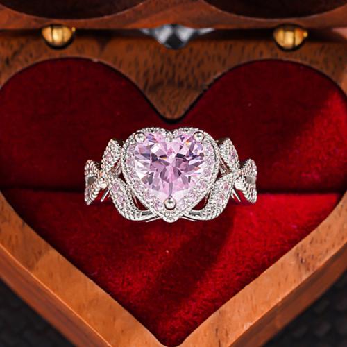 Цирконий Micro Pave Латунь палец кольцо, Другое покрытие, разный размер для выбора & инкрустированное микро кубического циркония & Женский & отверстие, продается PC