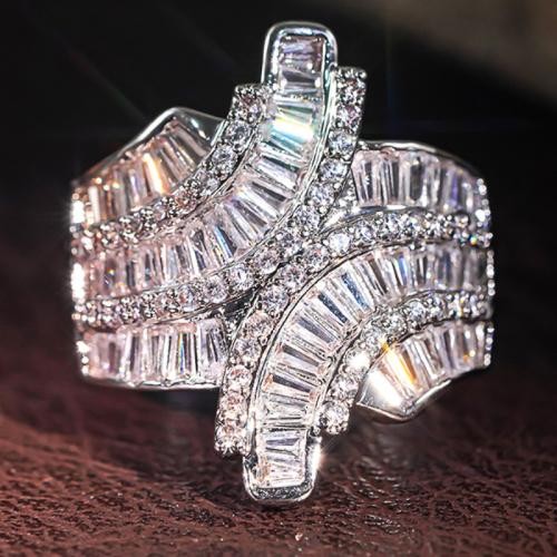 Цирконий Micro Pave Латунь палец кольцо, Другое покрытие, разный размер для выбора & инкрустированное микро кубического циркония & Женский, продается PC