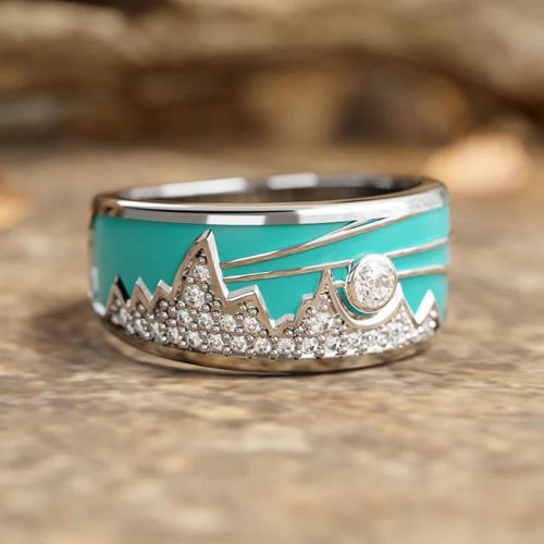 Zircon pavent l'anneau en laiton de doigt, Placage, normes différentes pour le choix & pavé de micro zircon & pour femme & émail, Vendu par PC