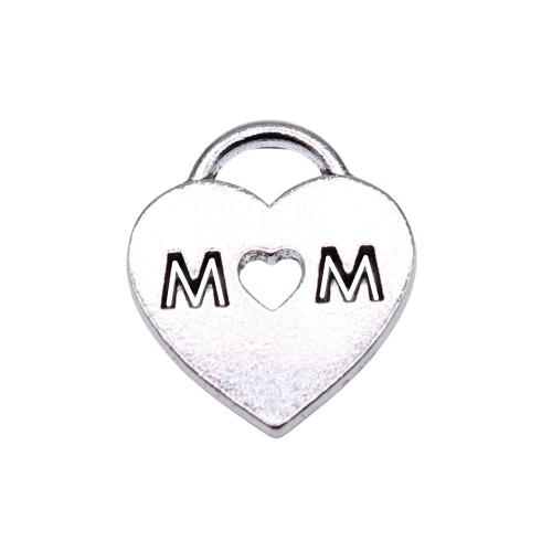 alliage de zinc Pendentif, coeur, Plaqué de couleur d'argent, DIY & creux Vendu par sac