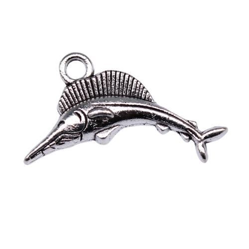 Zinc Alloy Animal Pendants, Fish, antique silver color plated, DIY 