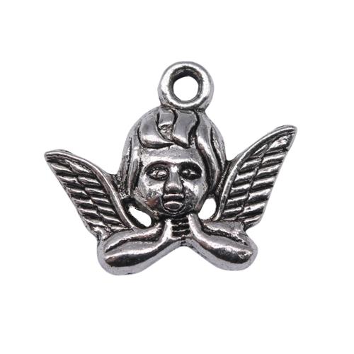 Bijoux pendentifs en Zinc alliage , alliage de zinc, ange, Plaqué de couleur d'argent, DIY Vendu par sac