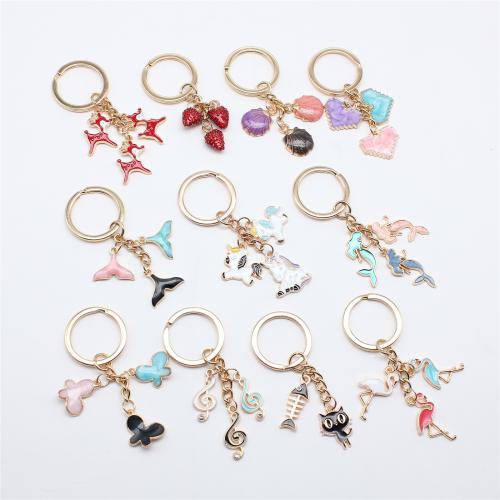 Enamel Zinc Alloy Key Chain, gold color plated, Unisex 70mm 