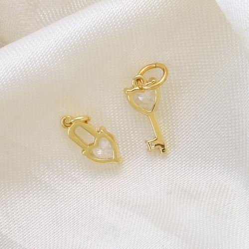 Pendentifs en laiton zircon cubique (CZ), Blocage et clé, Placage, DIY & pavé de micro zircon, plus de couleurs à choisir Vendu par PC
