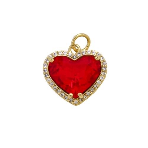 Cubic Zirconia Micro Pave Brass Pendant, Heart, plated, DIY & micro pave cubic zirconia 