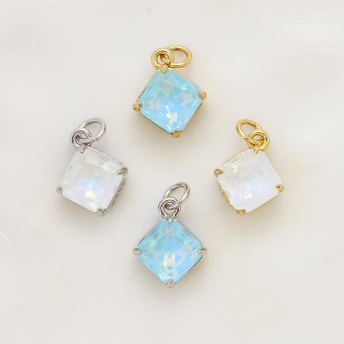 Cubic Zirconia Micro Pave Brass Pendant, Square, plated, DIY & micro pave cubic zirconia 