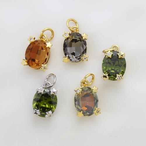 Cubic Zirconia Micro Pave Brass Pendant, plated, DIY & micro pave cubic zirconia 