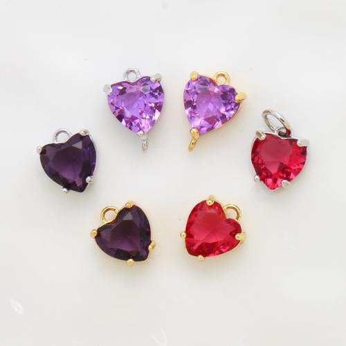 Cubic Zirconia Micro Pave Brass Pendant, Heart, plated, DIY & micro pave cubic zirconia 