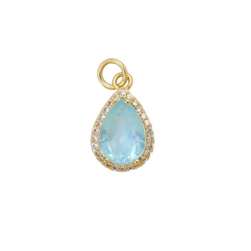 Cubic Zirconia Micro Pave Brass Pendant, Teardrop, plated, DIY & micro pave cubic zirconia 