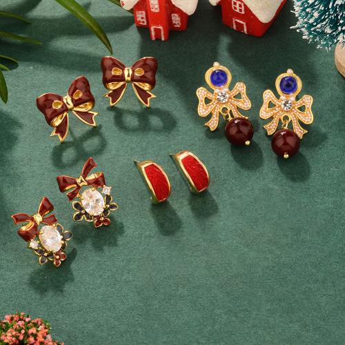 Латунные серьги падение, Латунь, Другое покрытие, разные стили для выбора & Женский & эмаль, Золотой, продается Пара